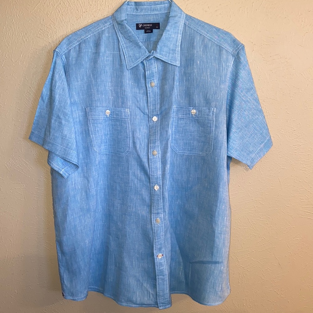 Cremieux Classics Mens Blue Linen Shirt XL